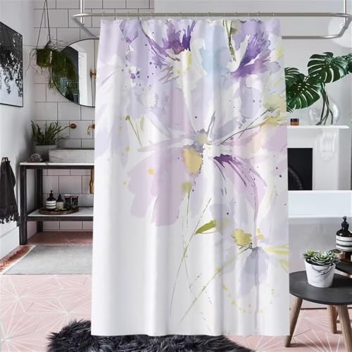 Rideau douche 100x200 cm violet en polyester lavable pour baignoire - 5