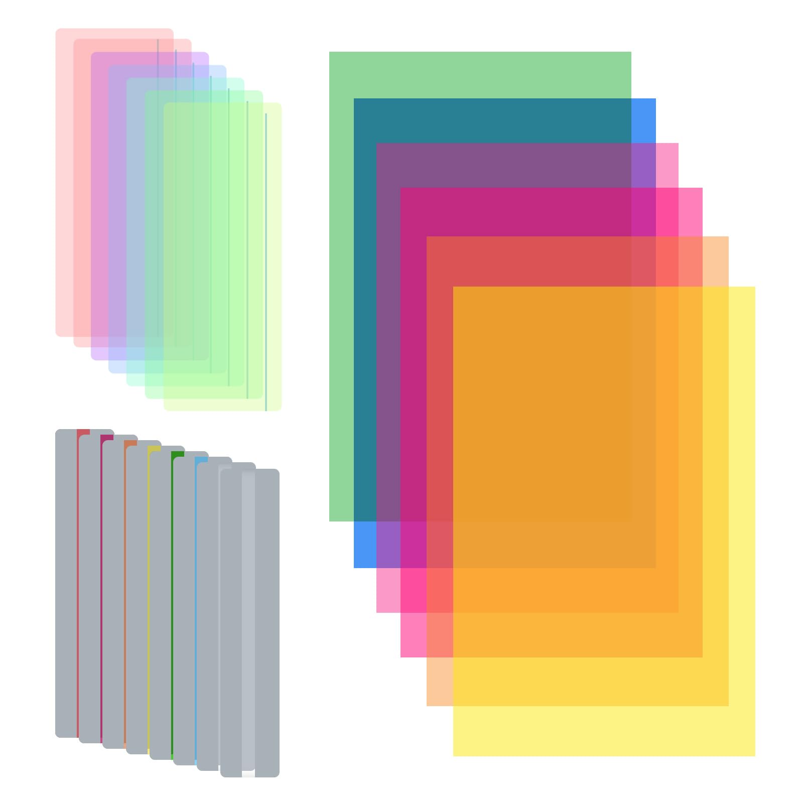 YIMETOP 22PCS Coloured Dyslexia Overlays - 3 Sizes Reading Highlight Strips, ADHD & Dyslexia Aids for Children Teachers Beginners, Reduce Visual Stress