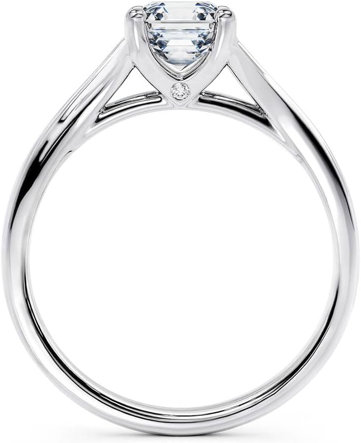 Asscher Cut Moissanite Ring 1.0/2.0/3.0 CT Solitaire Moissanite Asscher Cut Engagement Rings for Women Platinum Plated Silver Rose Gold Yellow Gold Free Engraving