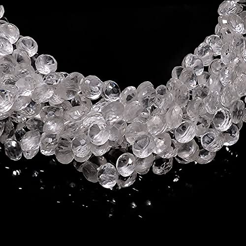 LKBEADSLKBEADS Quartz Crystal Onion Briolette Beads, Faceted Briolettes, Natural Gemstones, 6mm 8 Inch Strand