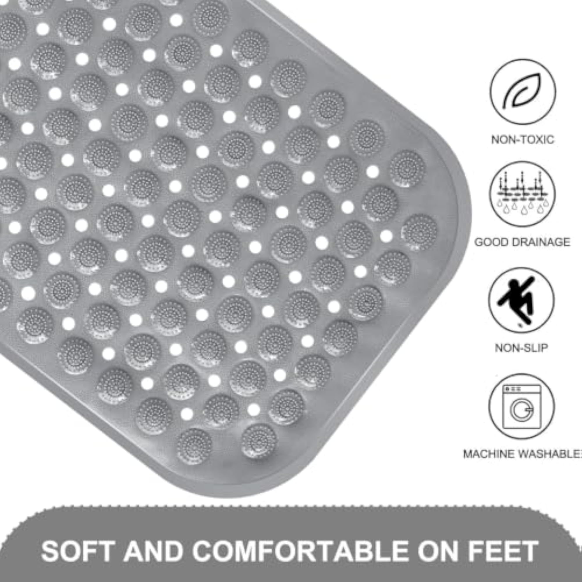 Extra-Large Silicon Shower Mat with Suction Cups