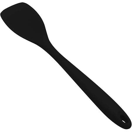 KUFUNG Silicone Spatula Spoon, BPA Free & Food Grade, High Heat Resistant to 480°F, Mix Thick Batters, Scrape Sauces, Stir Pasta & More(Black, Spoon)