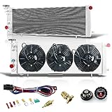 OzCoolingParts Full Aluminum Radiator + 3 x 9' Cooling Electric Fan w/Shroud + Thermostat/Relay Wire Kit for 1991-2001 92 93 94 95 96 97 98 99 00 Jeep Cherokee XJ/Comanche 2.5 4.0, L4 V6 Auto Engine