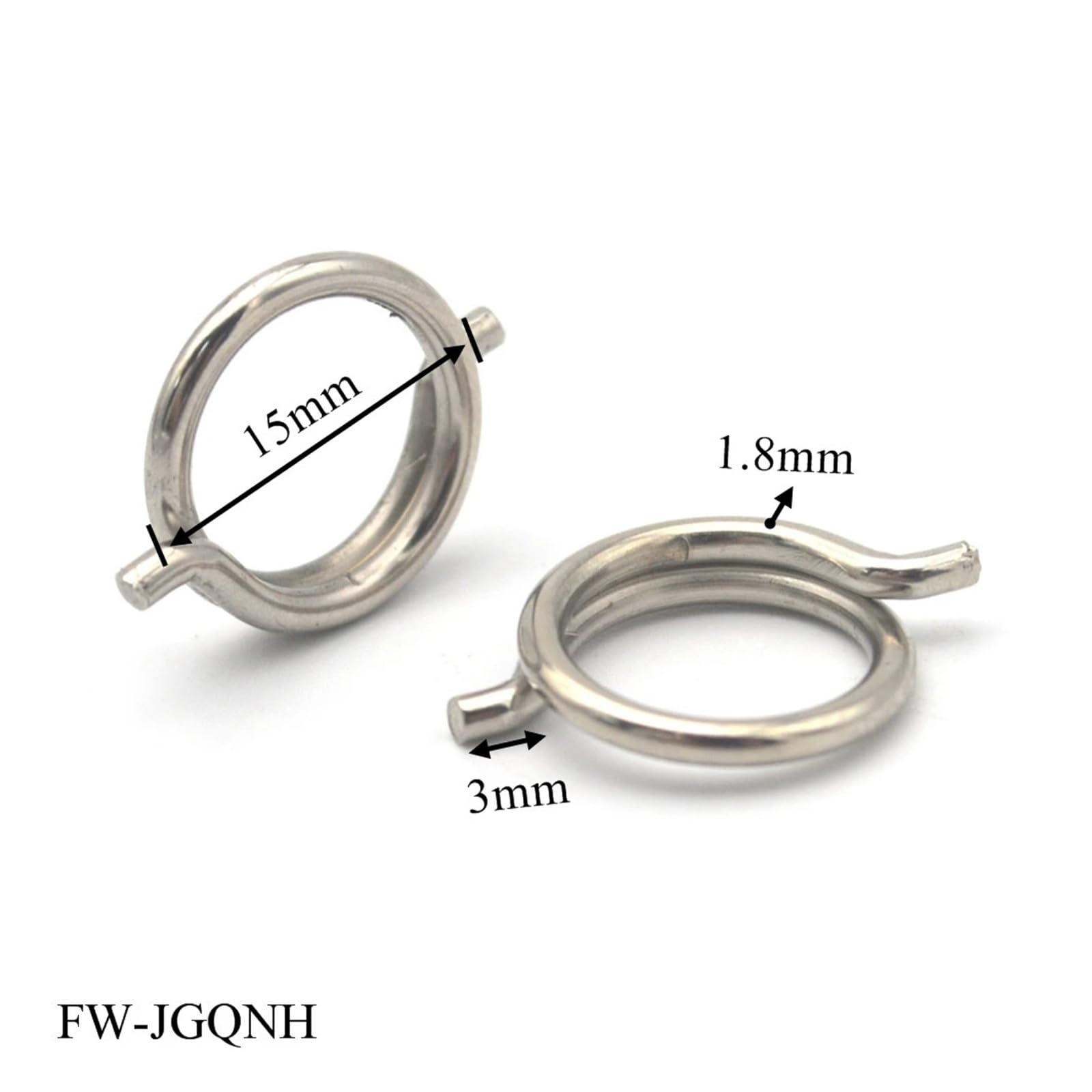 Ciseaux en acier nickelé 2 pièces, fil à ressort robuste, diamètre 1.8mm, Torsion extérieure 15mm