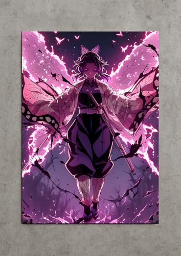 Image of NIJUKA Anime Printed A4 Size Metal sheet Poster For Home And Room Decoration | For Anime Art Fans Boys And Girls (Shinobu Kocho Hashira)