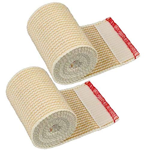 GT Cotton Elastic Bandage Wrap (3” Wide, 2 Pack) with Hook and Loop