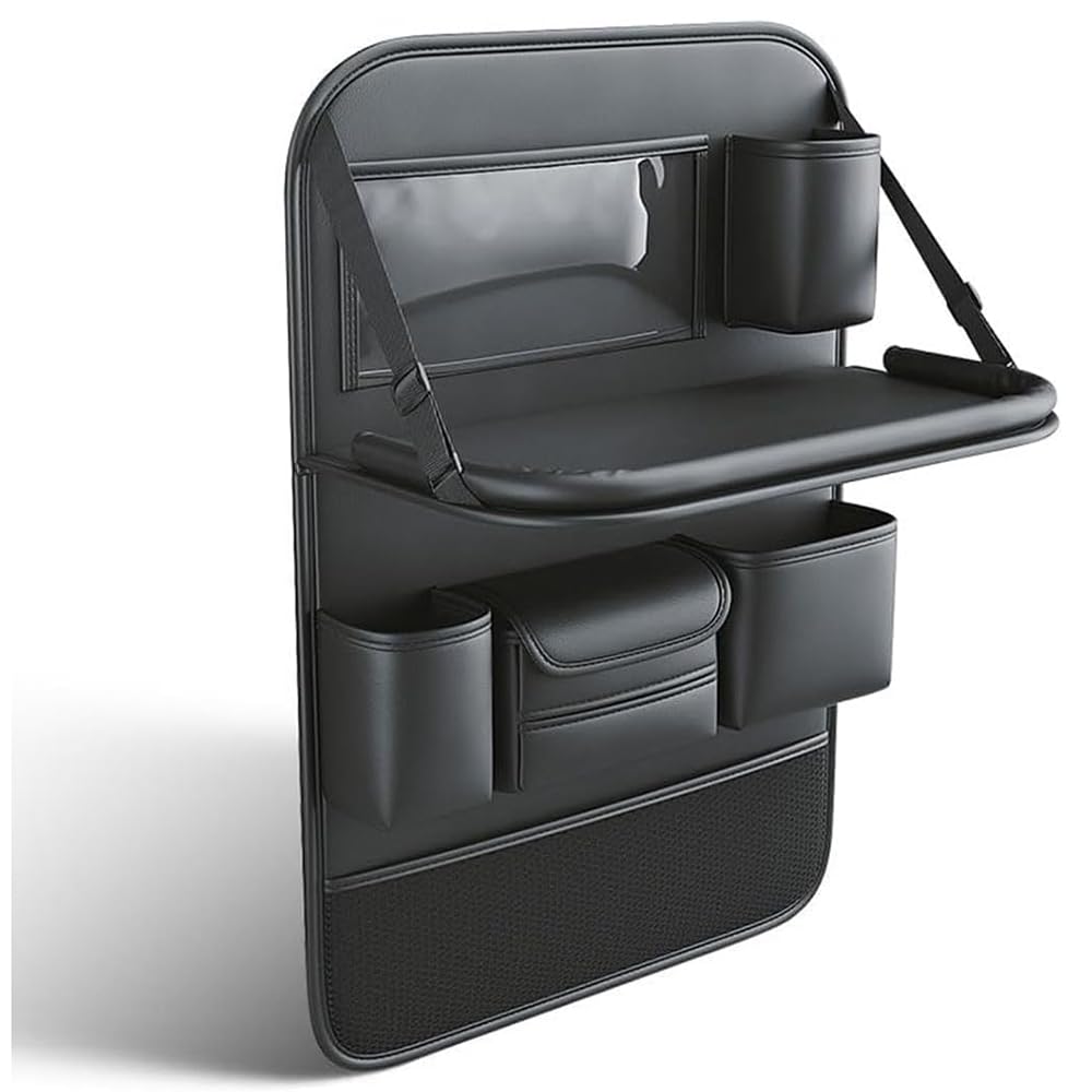 XCAXQGIBL Car Seat Back Organiser with Tray Table, for Ford Fiesta Backseat Storage Tidy, Kick Mat Protector, Multi-pocket Design