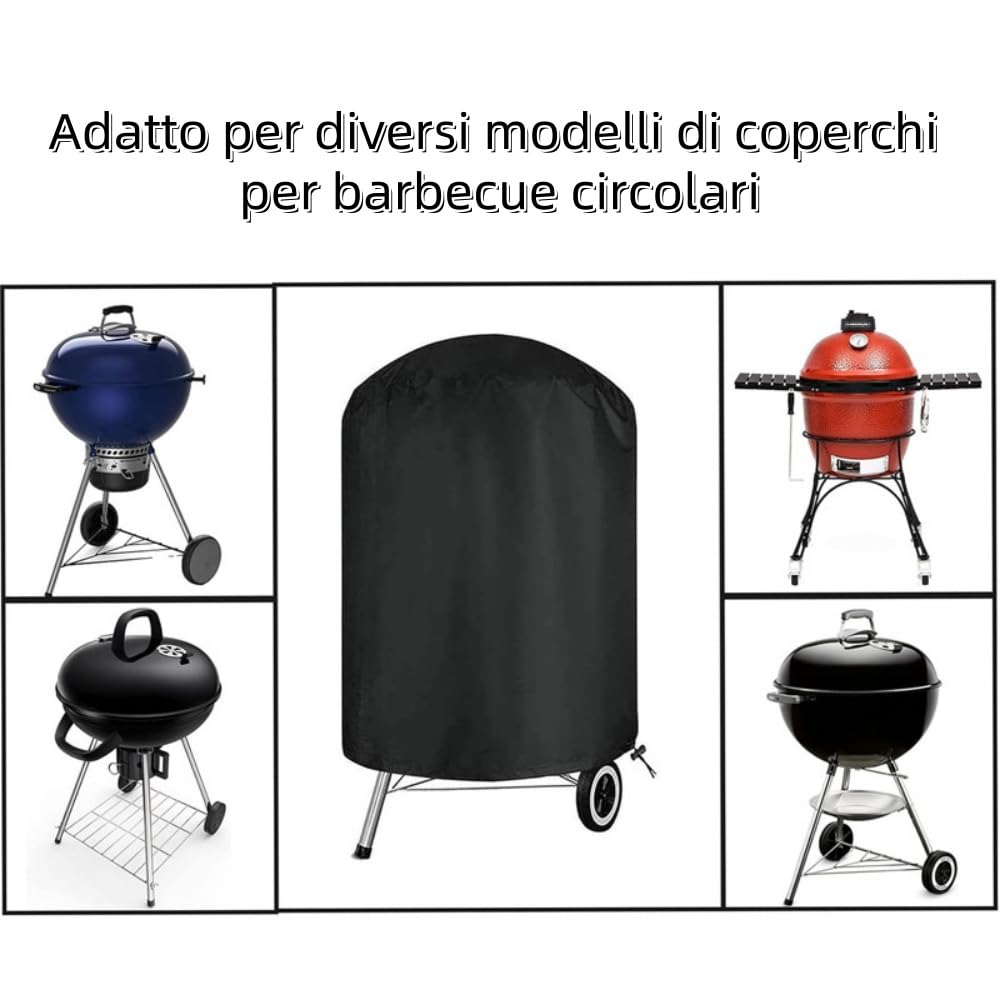 Zewnętrzny pokrowiec na grilla, pokrowiec na grilla Ø 70 x 70 cm, wodoodporny zewnętrzny pokrowiec na grill 210D Oxford Tkanina, okrągła pokrywa grilla, czarna