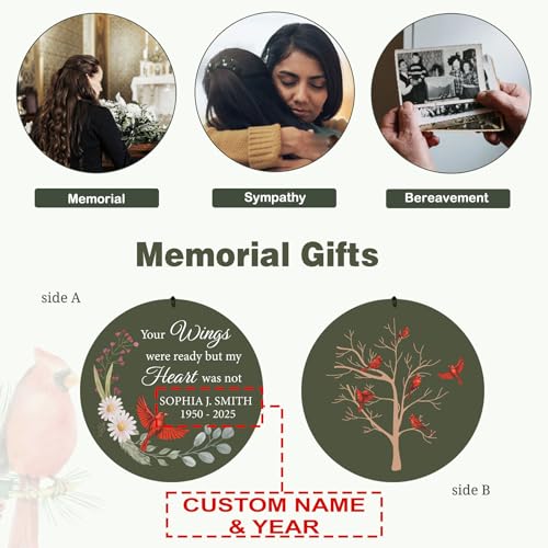 Image of ASTARIN Personalized Large Deep Tone Cardinal Wind Chimes, Customized Memorial Gifts for Loss of Lover /Sister /Friend, Sympathy Gift Wind Chime for Condolences Remembrance(Produced in Texas)