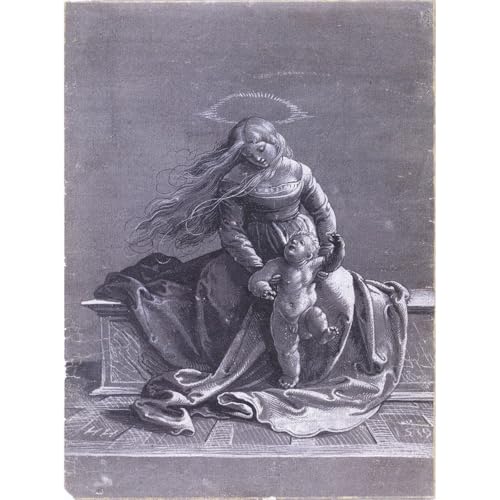 Vierge et enfant assis toile 1519 | Décoration artistique salon et chambre 76x101cm