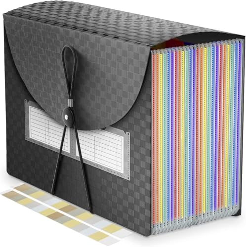 Organizador de arquivos sanfonado com 25 bolsos, pastas expansíveis, organizador de documentos de pl