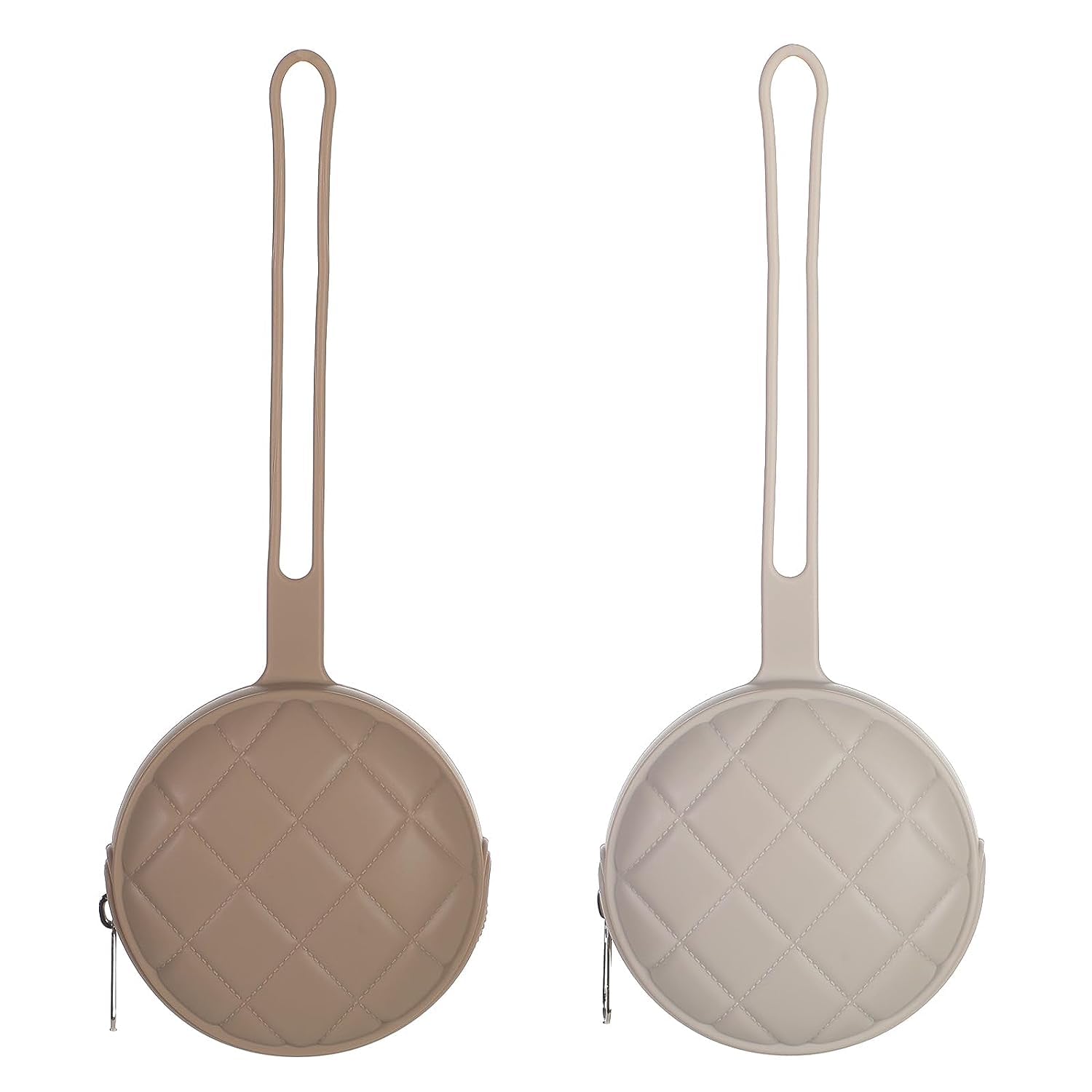AzoneePacifier Holder Case Set, 2Pcs Newborn Baby Pacifiers Silicone Pouch Soft Silicone Portable Pacifier Clip and Accessory Pouch for Newborn Baby, BPA Free (Sand + Light Grey)