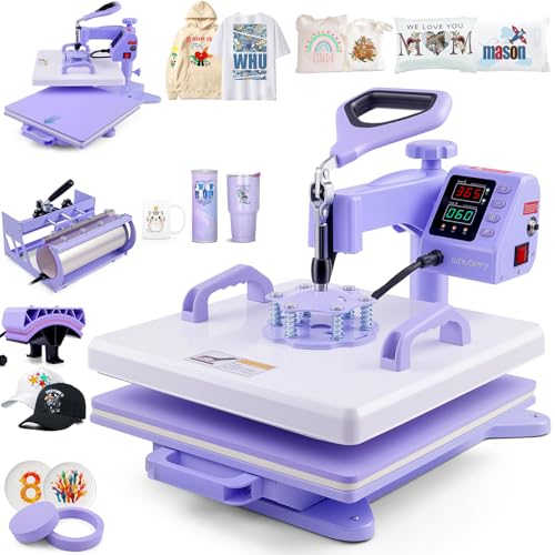 Whubefy Heat Press 15x15 inch 5 in 1 with 30OZ Tumbler Press, Slide Out 360° Swing Away Digital Shirt Press Machine, Industrial-Quality Heat Transfer Sublimation for T-Shirt/Tumbler/Mug/Hat/Cap/Plate