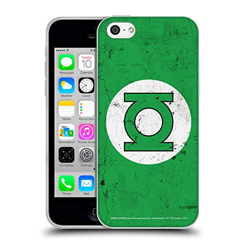 Head Case Designs Officially Licensed Green Lantern DC Comics Classic Distressed Look Logos Soft Gel Case Compatible With Apple iPhone 5c
