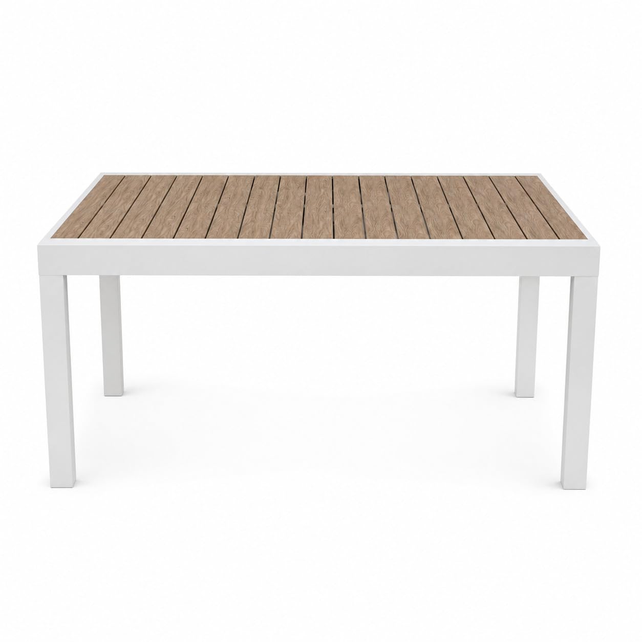 Tavolo USTICA Allungabile 135/270 cm Alluminio e Effetto Legno (Bianco)