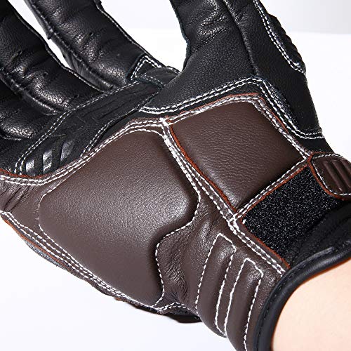 Axbxcx Motorcycle Genuine Leather Gloves Premium Vintage Touchscreen Full Finger Gloves For Motorbike Motocross Racing Cycling Atv Camping Climbing Work Outdoor Sports Men Women Brown Large #TOP2