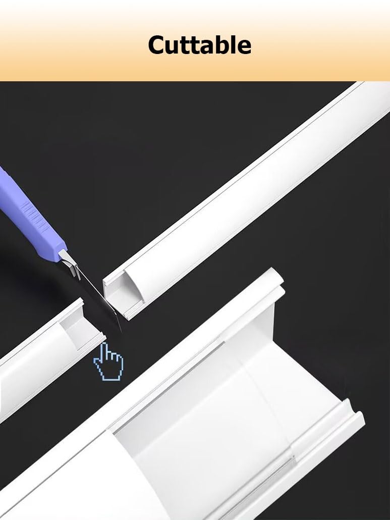 100 cm Lange PVC-Eckkabelkanalabdeckung, überstreichbarer Kabelschutz mit Selbstklebender Rückseite for Wand und Boden(White,0.55x0.55in)