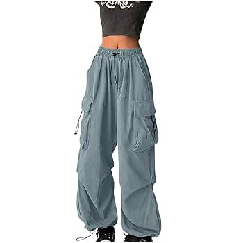 AKTCVVJ Cargo Pants Women Y2K Wide Leg Baggy Pants Summer