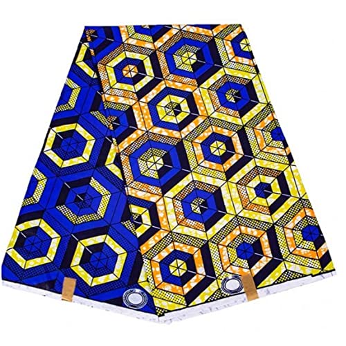 Tissu africain 6 yards motif géométrique impression cire polyester couture patchwork artisanat - 2