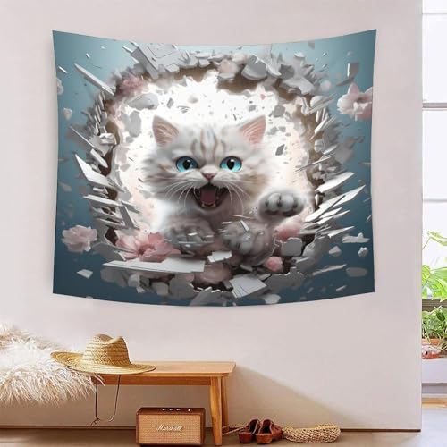Tapisserie murale le chat 3D grand tissu occultant pour habiller un grand mur