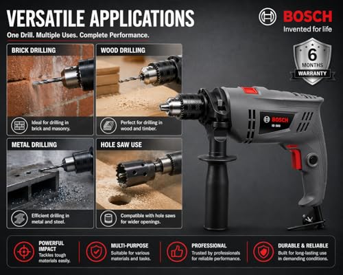 Image of Bosch Professional STANDARD LINE ID 500 Impact Drill, 500W, 10mm Chuck, 3000 RPM, 1.7kg| 6 Months Warranty