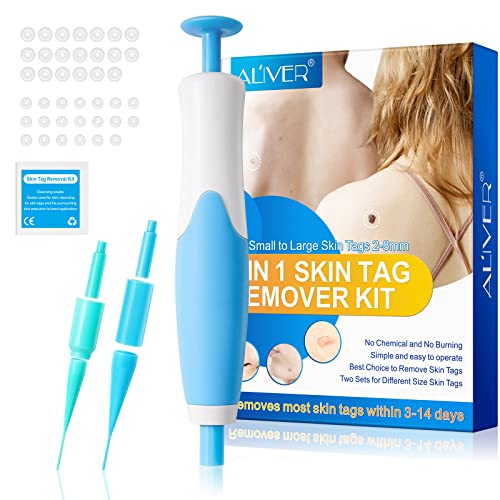 Skin Tag Remover, Dispositivo para eliminar etiquetas 2 en 1 de Para Cara, Cuello, Piel Corporal, Eliminador de Lunares Para Etiquetas de Piel de 2-8 mm, Auto de Marcas en La Piel Incluye 40 Bandas