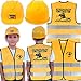 AnapoliZ Kids Construction Vest plus Hat Set | 2 Pcs Kids Construction Worker Vest & Hat Dress Up | Yellow Reflective Vest Construction, plus Yellow Plastic Childrens Hard Hat | Construction Costume