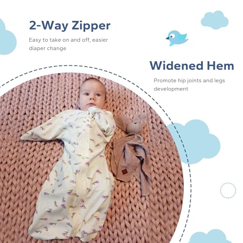 Image of ZIGJOY Swaddle Sleep Sack 6-12 Months, 1.0 Tog Cotton Baby Swaddle Blanket | 100% Cotton - Soft & Breathable & Non-shrink, 2-way Zipper for Easy Diaper Changes, Long Sleeves Allow Self-soothing