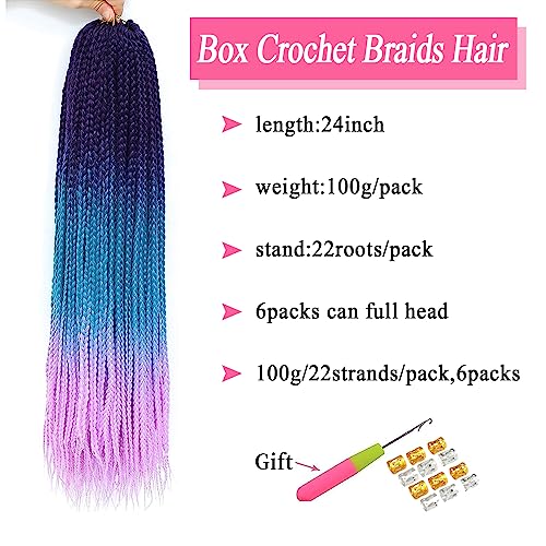 TAOYEMY Box Braids Crochet Hair Extensions 24 Inch 6 Packs, 22 Strands/Pack, Synthetic Braiding Hair for Women & Girls (56#, 24 inch) - Image 3