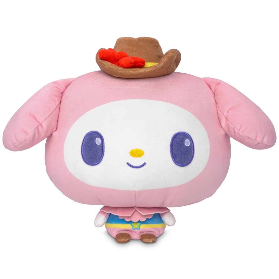 TeeTurtle Cloudheads Cowgirl My Melody Plush - 8-Inch Amazon Exclusive Official Sanrio Stuffed Animal with Embroidered Details - Soft Cuddly Plush Toys for Kids, Teens, and Adults