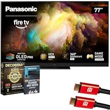 Panasonic Z8BAP 77 Inch OLED 4K Smart, Fire TV, 144Hz HDR10+ TV-77Z8BAP Bundle with Deco Gear CPS Exclusive 26 Month Protection, 2X HDMI Cable & Deco Gear Complete Home Theater Beginners Guidebook