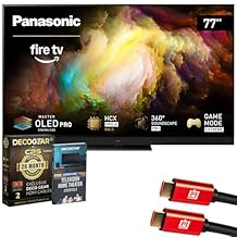 Panasonic Z8BAP 77 Inch OLED 4K Smart, Fire TV, 144Hz HDR10+ TV-77Z8BAP Bundle with Deco Gear CPS Exclusive 26 Month Protection, 2X HDMI Cable & Deco Gear Complete Home Theater Beginners Guidebook