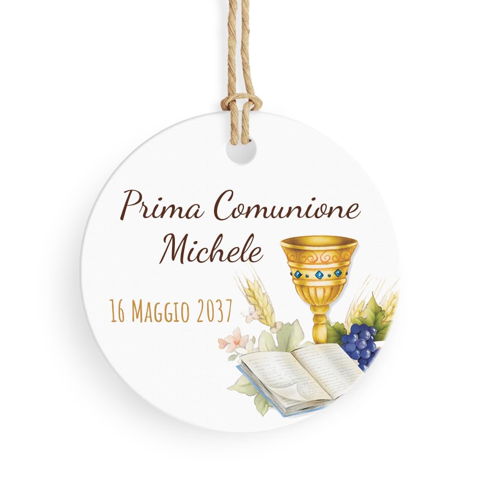 24 Bigliettini Tondi Per Bomboniere Comunione - Diametro 38mm Personalizzabili - Foto 3
