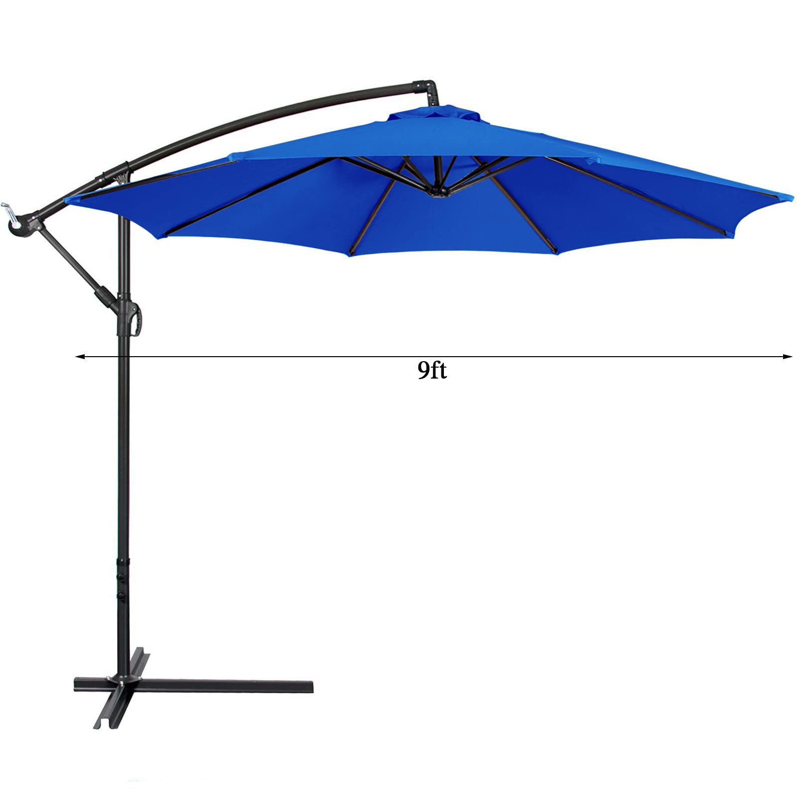 Flueyer Parasol déporté de 2,7 m avec 8 baleines de rechange en tissu imperméable pour jardin, pelouse, terrasse, arrière-cour et piscine (auvent uniquement) bleu marine