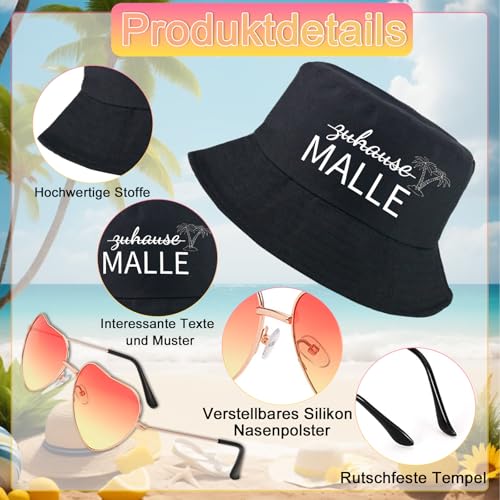 Snyvpra Fischerhut Unisex Und Brille, Fischerhut Lustig, Malle Hut, Festival Hut, Anglerhut, Für Herren Damen – Malle Accessoires, Mallorca Party Outfit, Festival Zubehör, Mallorca Accessoires