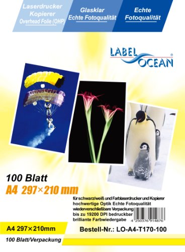 LabelOcean - 100 fogli di pellicola trasparente A4...