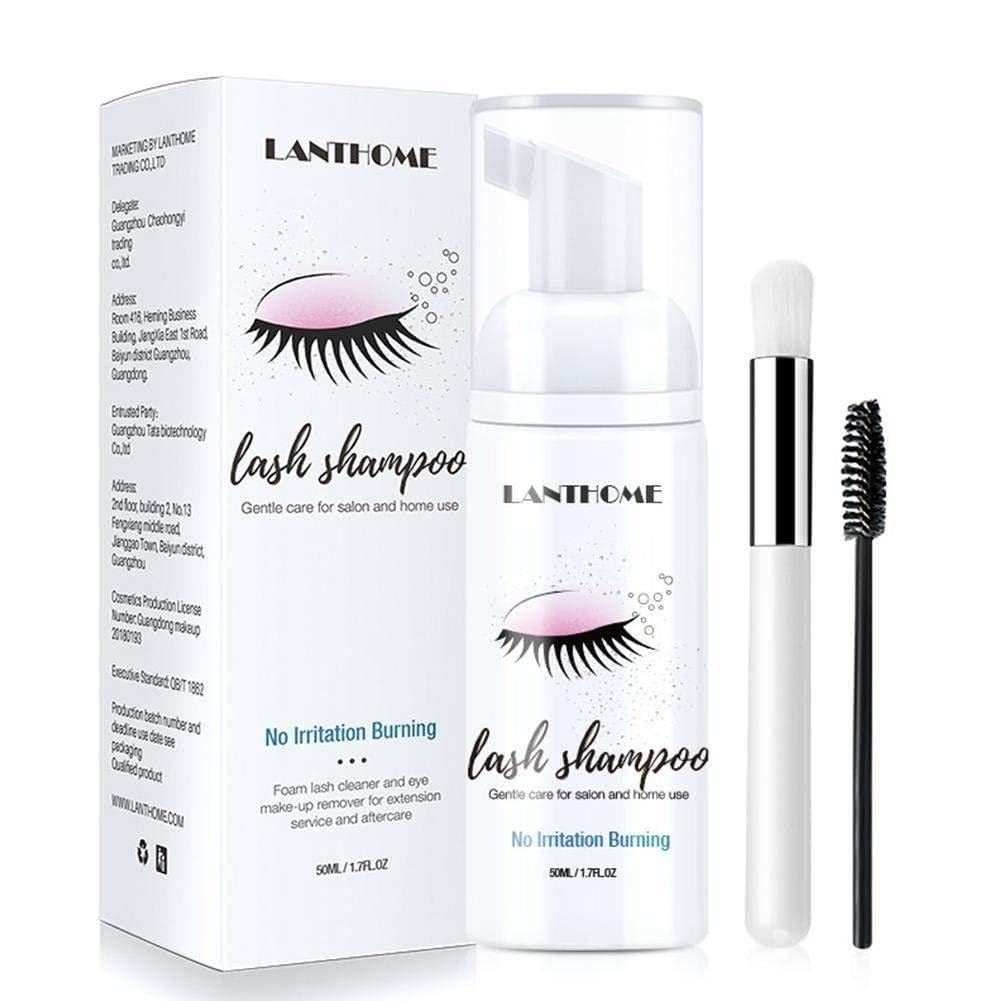 50 ml cepillo de extensión de pestañas, juego de champú, limpieza suave, espuma de mousse, sin estimulación, pegamento de extensión de pestañas, maquillaje limpio,