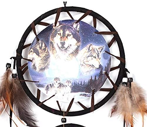 Stonham Large Protective Wolf Dream Catcher with Feathers