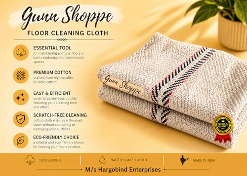 Image of 24X24 Inch Large Cotton Floor Cleaning Cloth /Pocha [Set Of 4 Pcs.] Super Absorber Thick Stuf Cotton, Dry & Wet Reusable 400GSM Domestic Size Easy To Use By Hands (24X24 Inch.), Off-White
