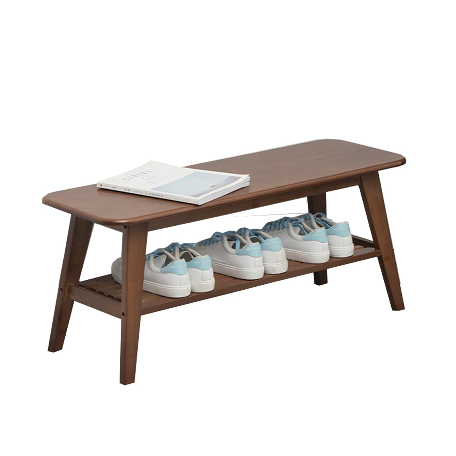 latifolia Bamboo Shoe Rack Bench, 2 Tier Storage Shoe Bench, Shoe