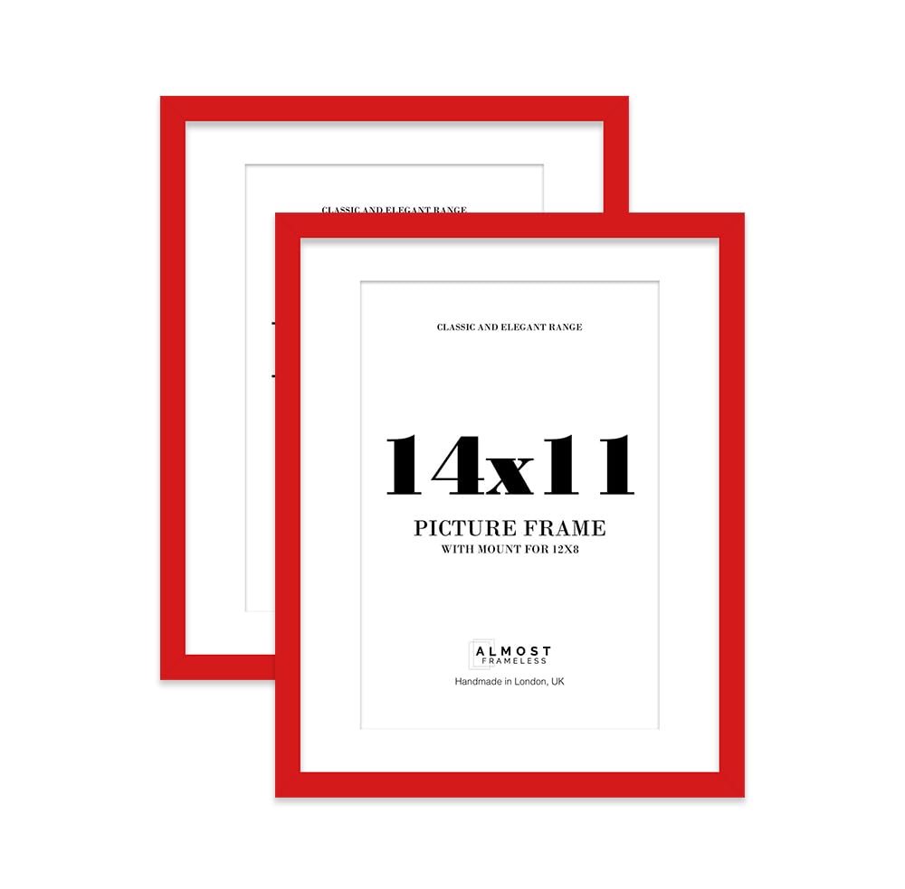 Red Picture Frame 14x11 With 12x8 Mount for Photos - Wall & Table Display, Landscape or Portrait, 2 Pack