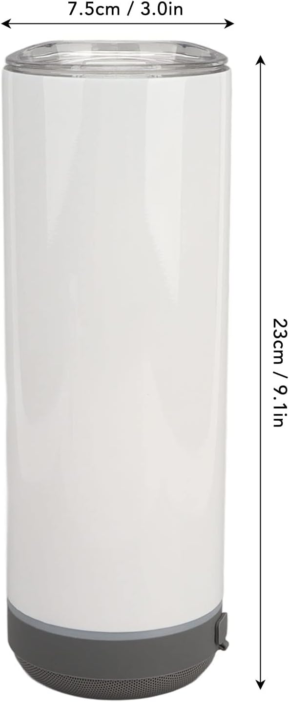 DAUERHAFT Insulated Music Cup, Detachable Speaker Vacuum Double Wall Design Sublimation Straight Tumblers Stainless Steel PP for Travel