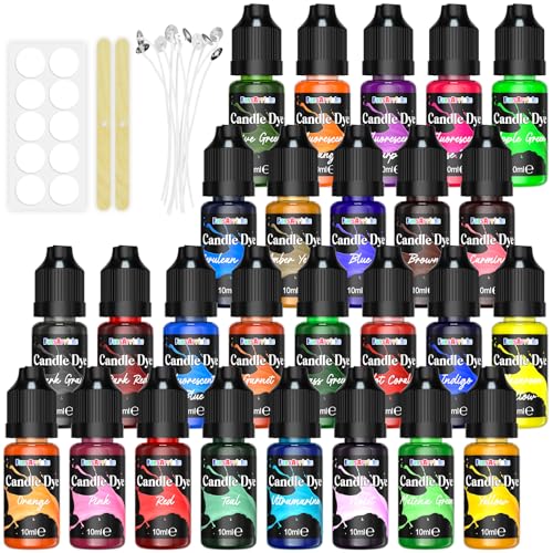 FansArriche Candle dye - 26 Colors Liquid Oil-Based dye for Candle Wax, Vivid Candle Color for DIY Candle Making, Highly Concentrate Natural Candle Color