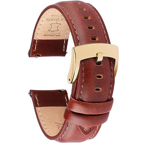 Image of OTTOODY Leather Watch Bands Quick Release, Elegant Top Grain Leather Watch Straps for Men & Women, Choice of Color & Width - 18mm, 19mm, 20mm, 21mm or 22mm Wristbands Bracelet for Watch & Smartwatch