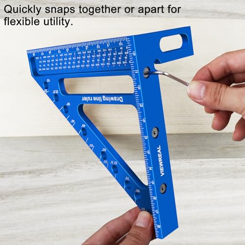ViewReal Quick-Set 3D Measuring Square - Multi-Angle Carpenter's Tool with Angle Pin for Woodworking,Imperial Line Ruler, Essential Woodcraft Layout Aid - Image 9