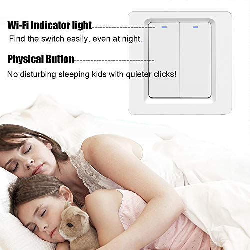 LNL WiFi Smart Light Switch, Alexa Smart Light Switch with Remote Control and Timer, Compatible with Alexa, Google Assistant and IFTTT, Easy Installation, Neutral Wire Required (1 Way 2 Gang) - Image 5