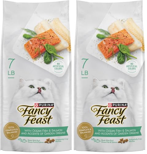 Image of Fancy Feast Purina Dry Cat Food with Ocean Fish, Salmon, and Garden Greens Accents - 7 lb. Bag (Pack of 2)