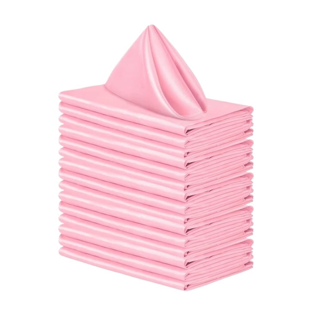 6PCS Satin Napkin Silk Serving Table Decor Napkins Dinner Towel For Wedding Banquet Party Restaurant Decoration(Pink 6PCS)