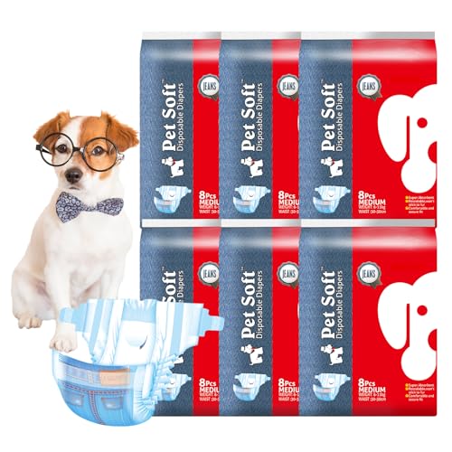 Image of Pet Soft Dog Diapers Female, Disposable Dog Diapers, Cat Diaper for Female Cats, Puppy Diaper 48pcs Medium