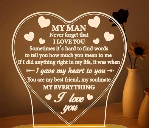 Image of LED Night Lamp for Husband, Boyfriend, Father - Birthday, Anniversary, Valentine's Day Gift